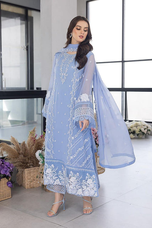 AZURE Unstitched Organza Heavy Embroidered Dress
