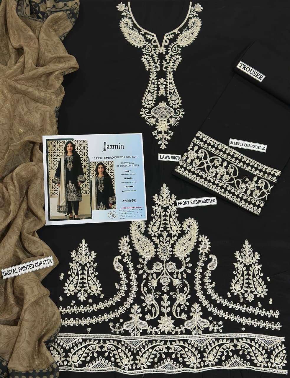 Jazmin Pure Lawn Unstitched 3-Piece Embroidered Collection