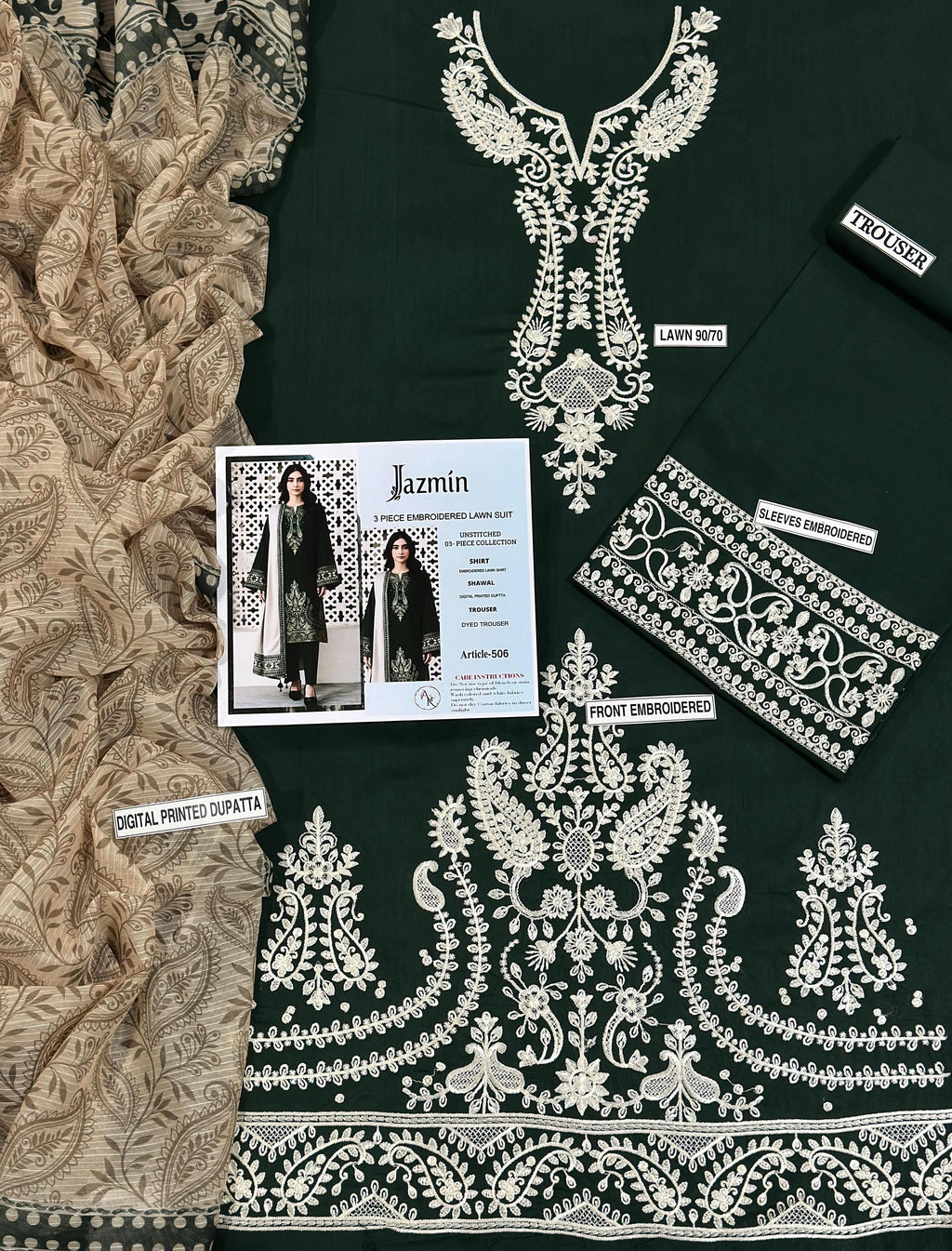 Jazmin Pure Lawn Unstitched 3-Piece Embroidered Collection