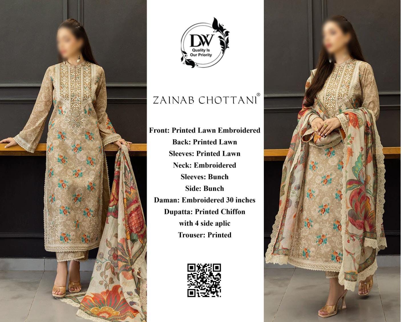 ZAINAB CHOTANI Unstitched Lawn 3-Piece Collection