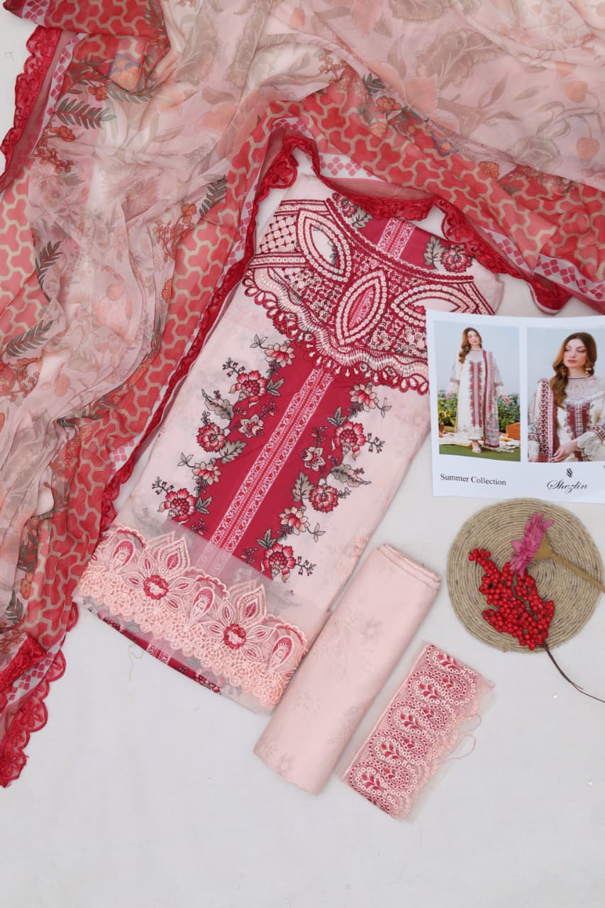 AABYAAN Shezlin Chikankari 3- Piece Unstitched Collection