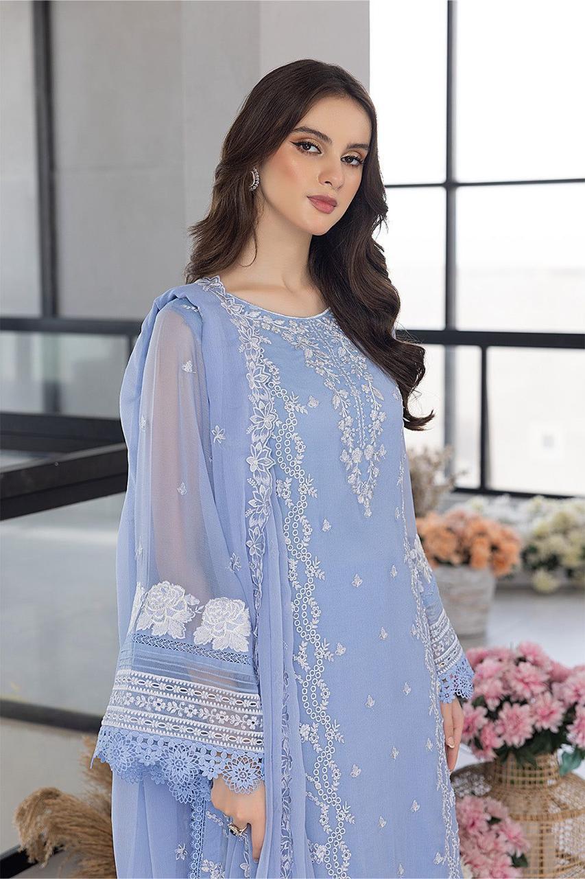 AZURE Unstitched Organza Heavy Embroidered Dress